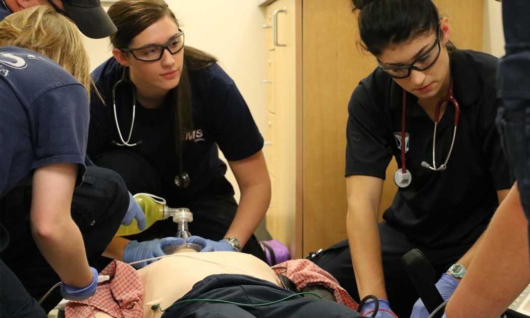 Paramedic Program students training in the Simulated Hospital