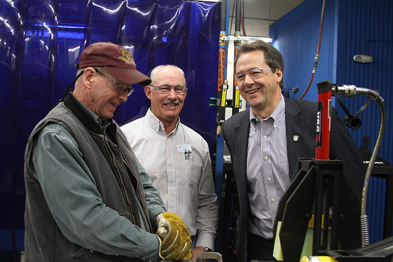 Governor Bullock visits the GFC MSU welding facilities faculty, staff, and students
