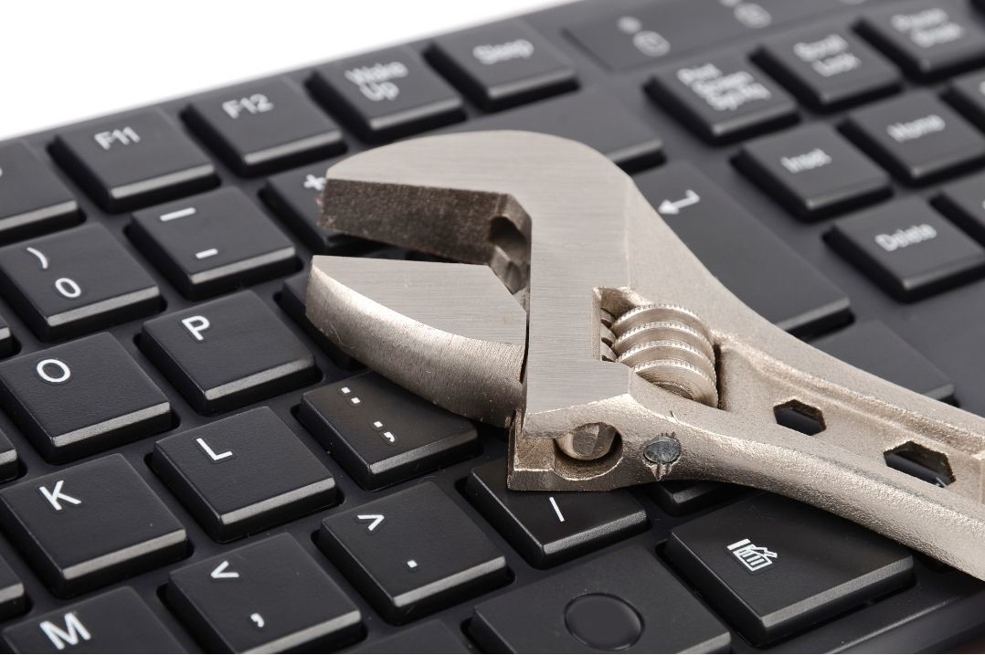 Wrench on a keyboard