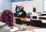 Dr. Toni Sawhill teaches a math class in summer semester. 