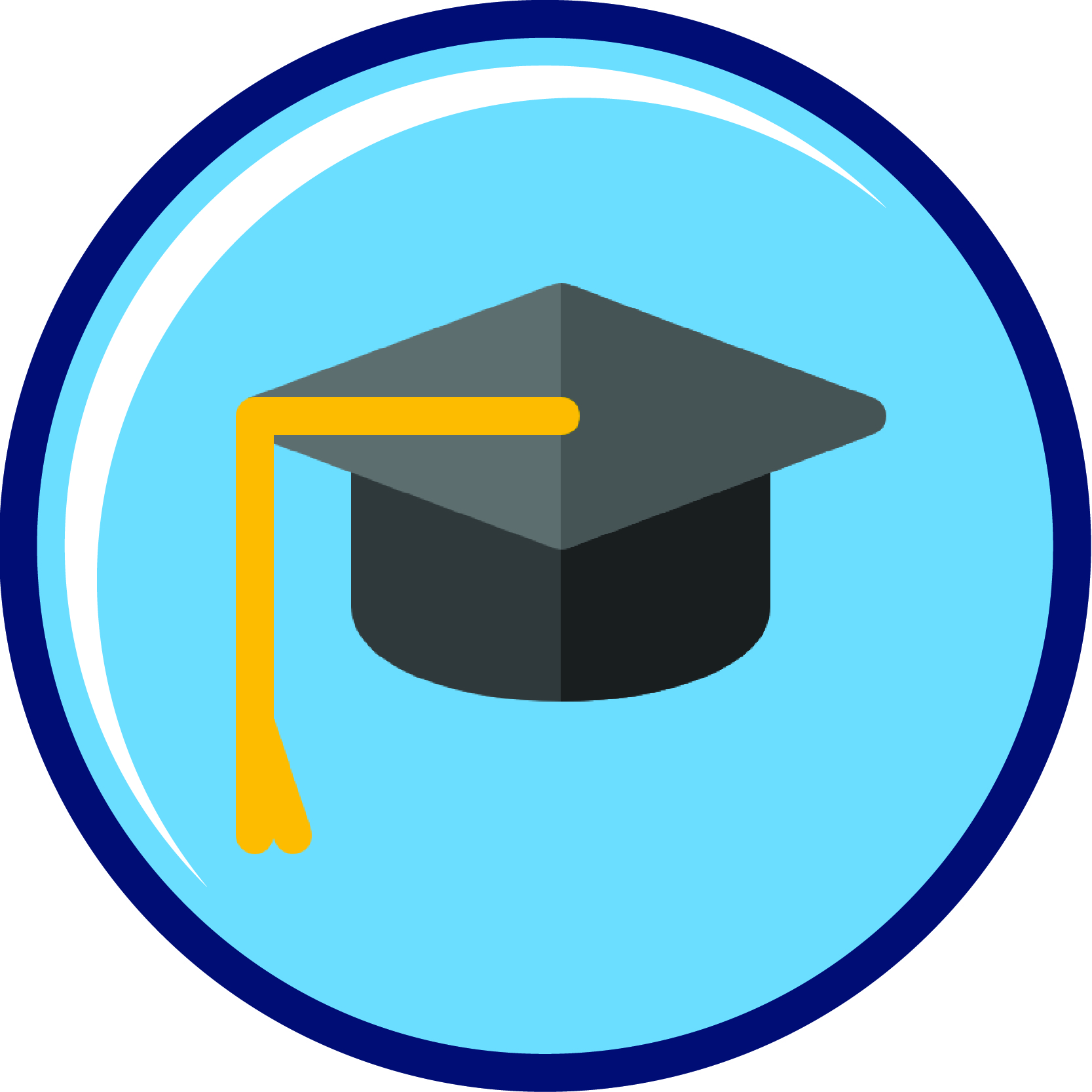 A graduation mortarboard or academic cap.