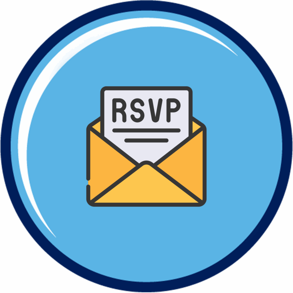 Icon with an RSVP in an envelope