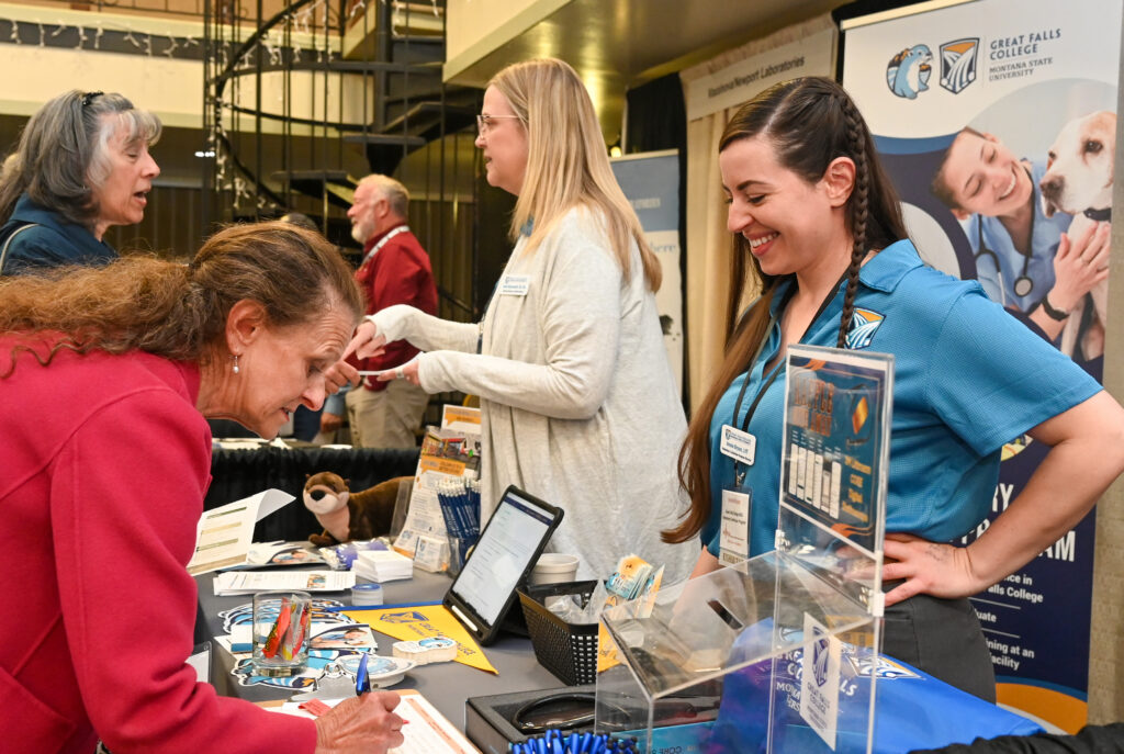 Annie Bryan, Vet Tech program director, and Julie Barnwell, Health Sciences Division director, attend the Montana Veterinarian Medical Association summer meeting at the Heritage Inn in Great Falls to promote the new Vet Tech program and recruit veterinarians as clinical partners.